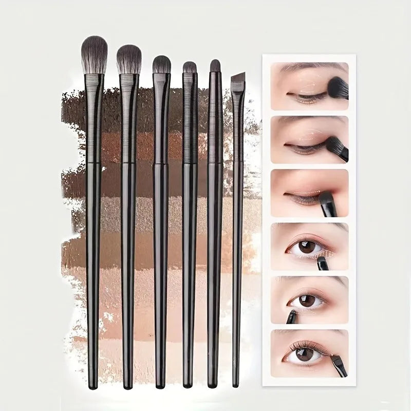 6Pcs Eye Makeup Brush Set - Soft Eyeshadow & Eyeliner Blending Brushes