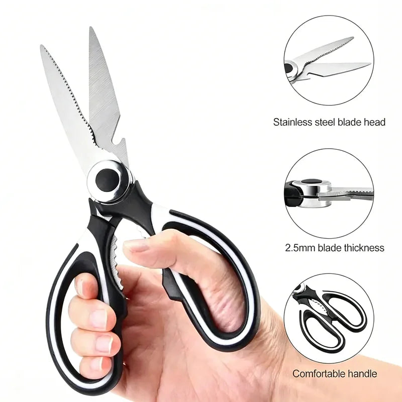 Heavy Duty Kitchen Scissors Stainless Steel Multipurpose Cutting Tool for Poultry Vegetables Bottle Opening Nuts