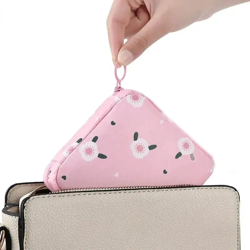 Women Waterproof Sanitary Napkin & Tampon Storage Bag - Portable Organizer with Cartoon Pattern
