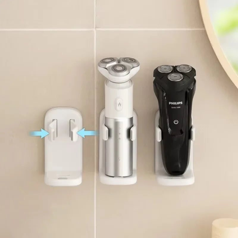 White Electric Razor Holder Wall Mount Storage Rack Non-Punching Durable Space Saver