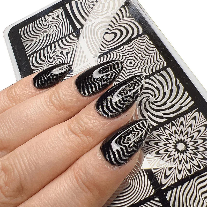 Nail Art Stamping Plates with Floral Carton Designs for Creative Manicures