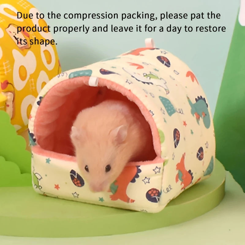 Small Pet Winter Nest Bed with Velvet & Cotton - Suitable for Hamsters, Mice, Squirrels, Parrots