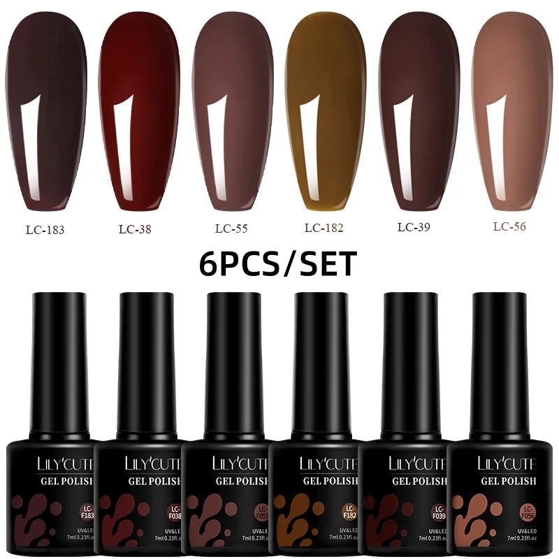 6-Piece Gel Nail Polish Set - Long-Lasting Semi-Permanent Varnish for Manicure