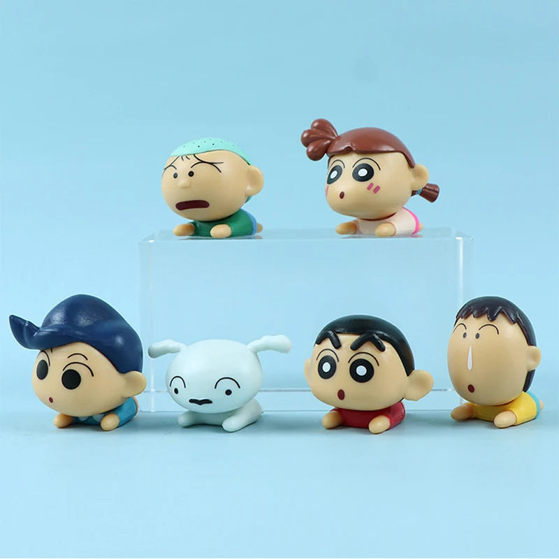 6Pcs Cartoon Action Figures Set - Kawaii PVC Mini Dolls for Desk & Car Decor