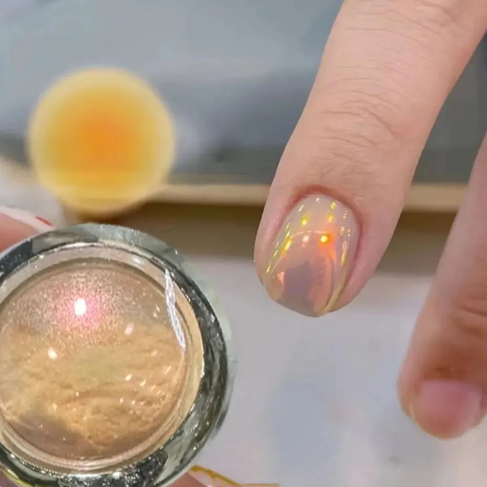 Mirror Effect Nail Chrome Powder - Iridescent Pearl & Aurora Glitter