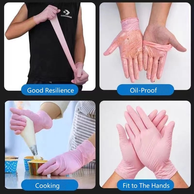 Disposable Nitrile Gloves 100PCS Latex-Free Food Safe Work Safety Gloves