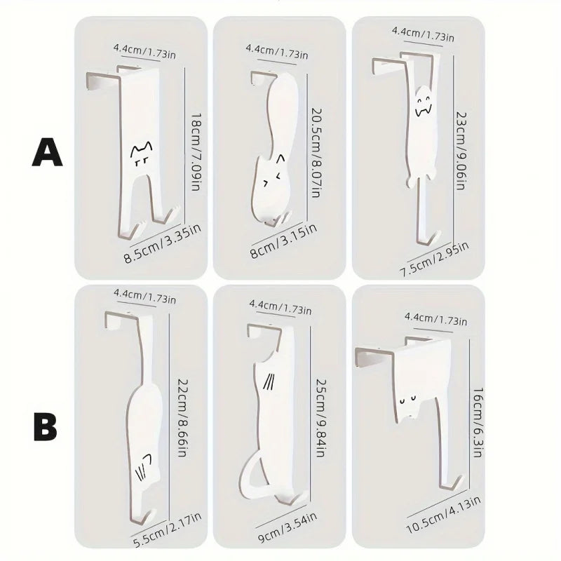 1/6 Piece Over-the-Door Hook Set - No-Drill Storage Rack for Kitchen & Closet