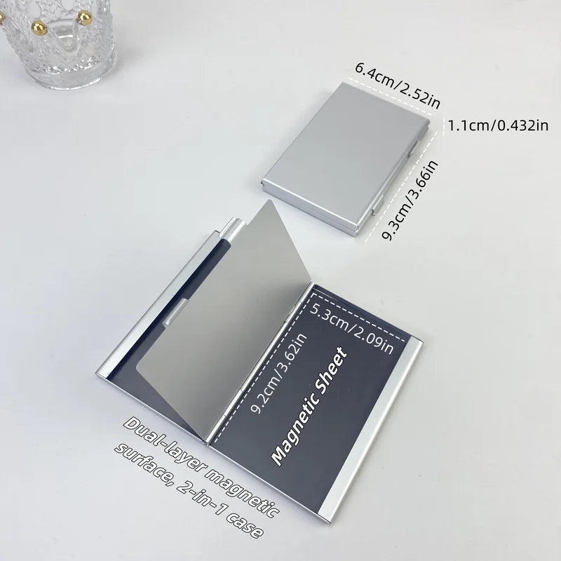 Ultra-Thin Aluminum Magnetic Dual-Layer Makeup Storage Case Refillable Compact