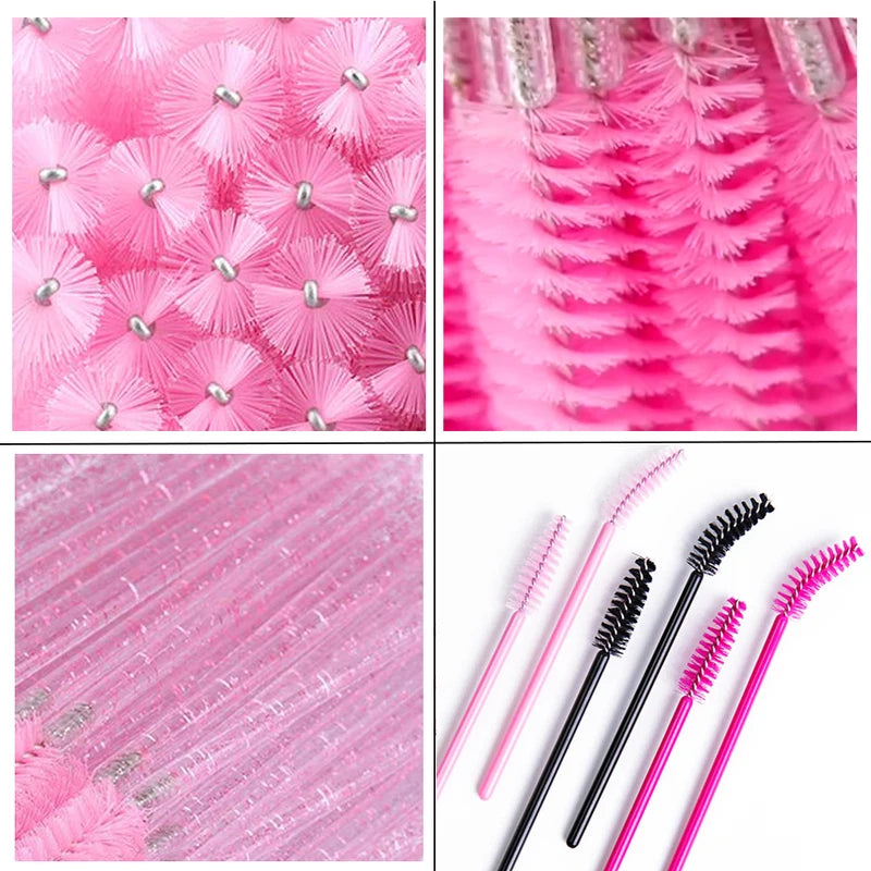 Set of Eyelash & Eyebrow Makeup Brushes and Spoolies - Multiple Colors