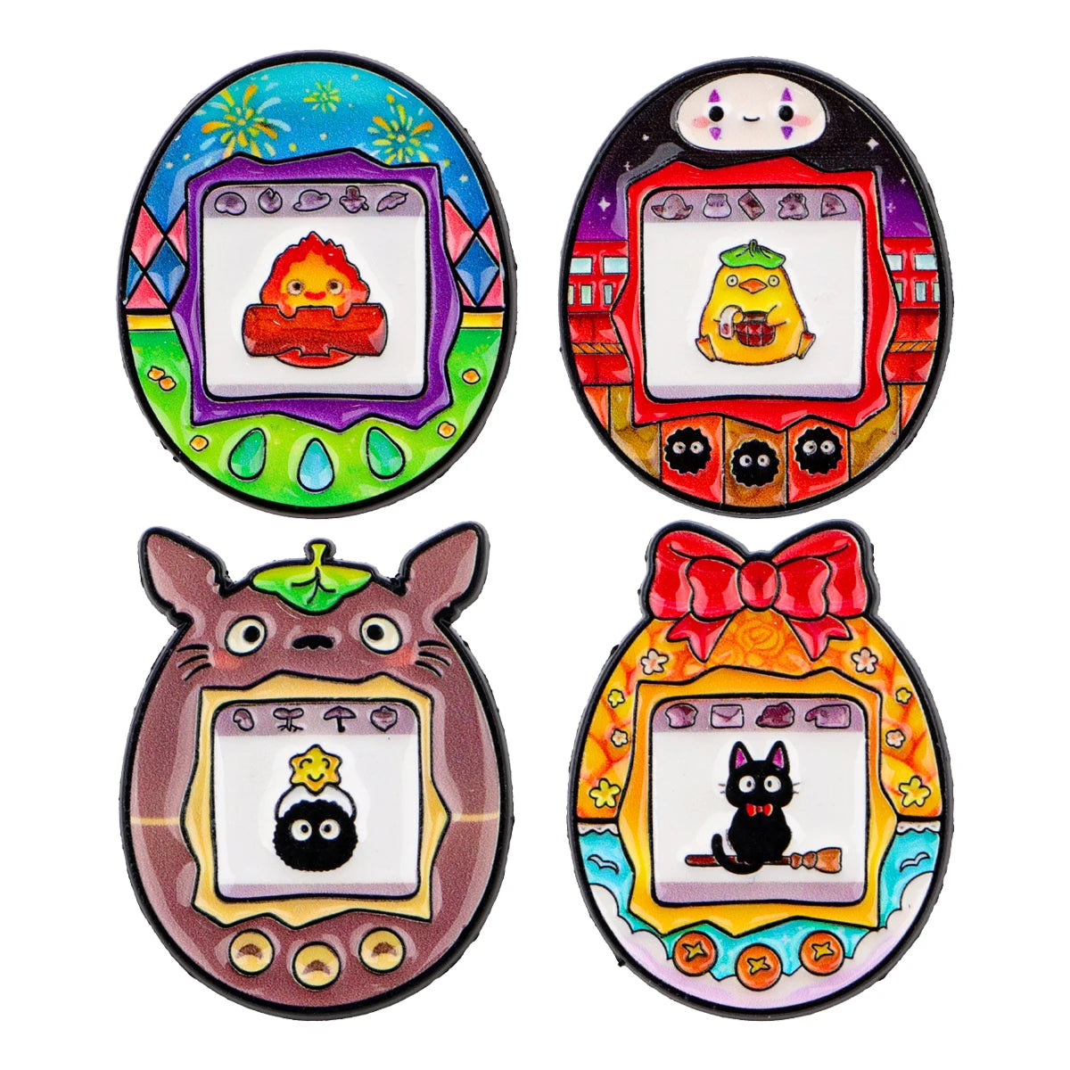 4pcs Enamel Manga Elf Pins Set - Cute Metal Brooches for Bags & Clothing