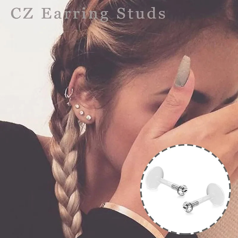 10pcs 16G Flexible Bioflex Acrylic Lip & Helix Piercing Studs Body Jewelry
