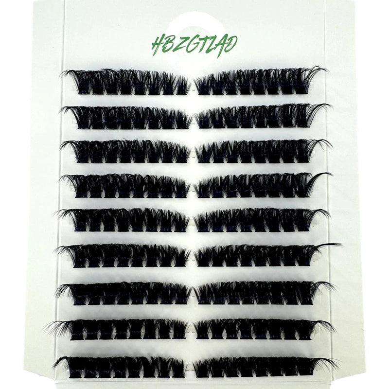 9-Row Fluffy Curl Eyelash Extension Bundle - 60D/80D Cat Eye Style