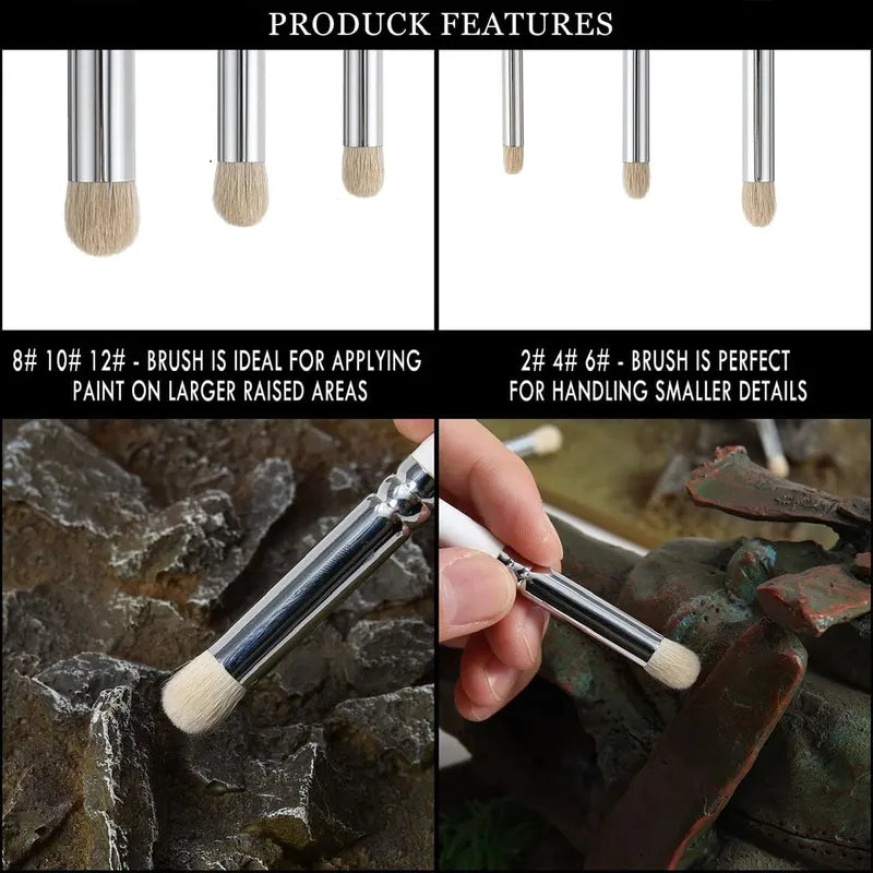 Miniature Painting Dry Brush Set for Acrylic, Oil, Watercolor - Hobby & Professional Use