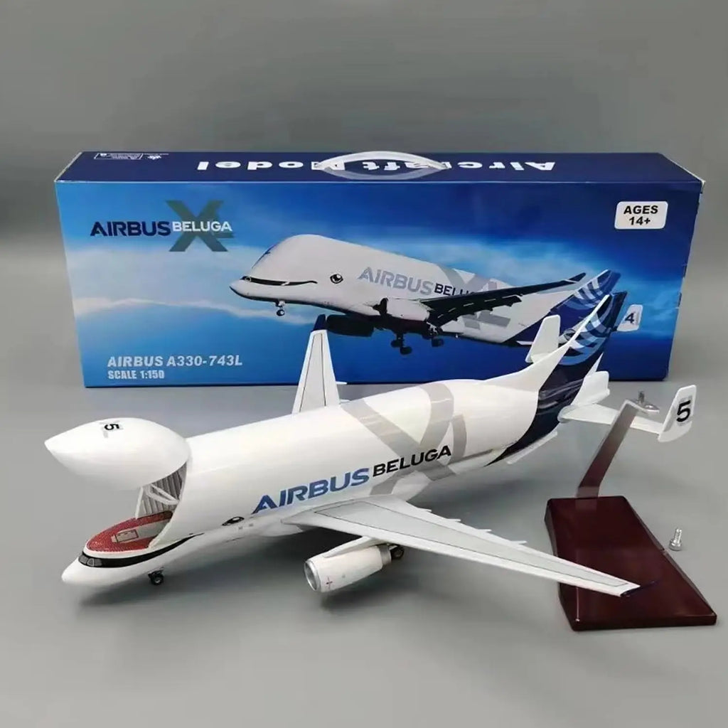 Diecast Resin Aircraft Model - Airbus A330 Beluga Airplane with Open Cargo Bay, 42cm/20cm Scale, Base Display, Multi-Color