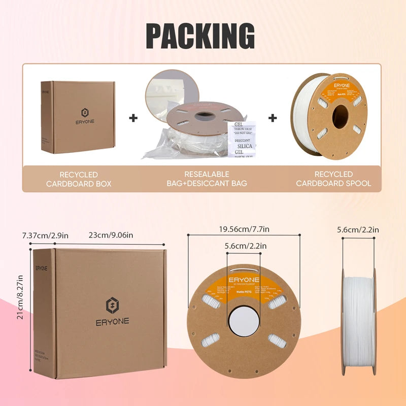 PETG 3D Printer Filament Matte Finish - 1kg Spool, Strong Layer Adhesion