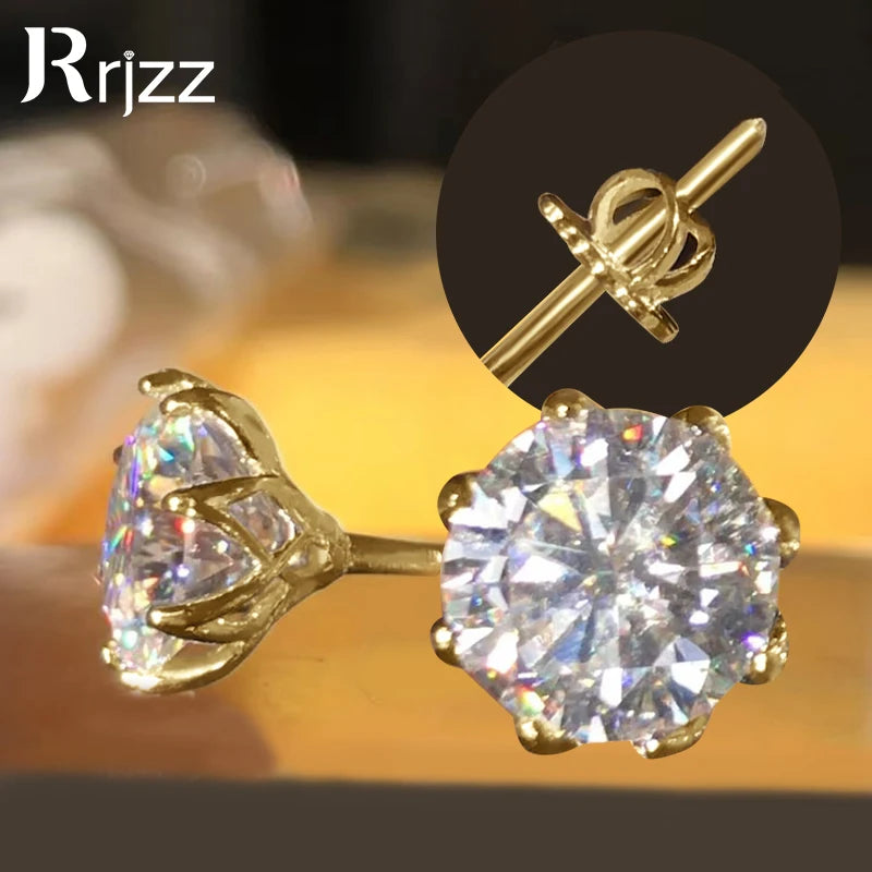 Moissanite Stud Earrings 0.1-2CT Round Cut Jewelry for Men Women
