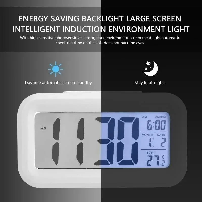 Digital Desk Alarm Clock with Night Light & Calendar - Multi-Color Variants