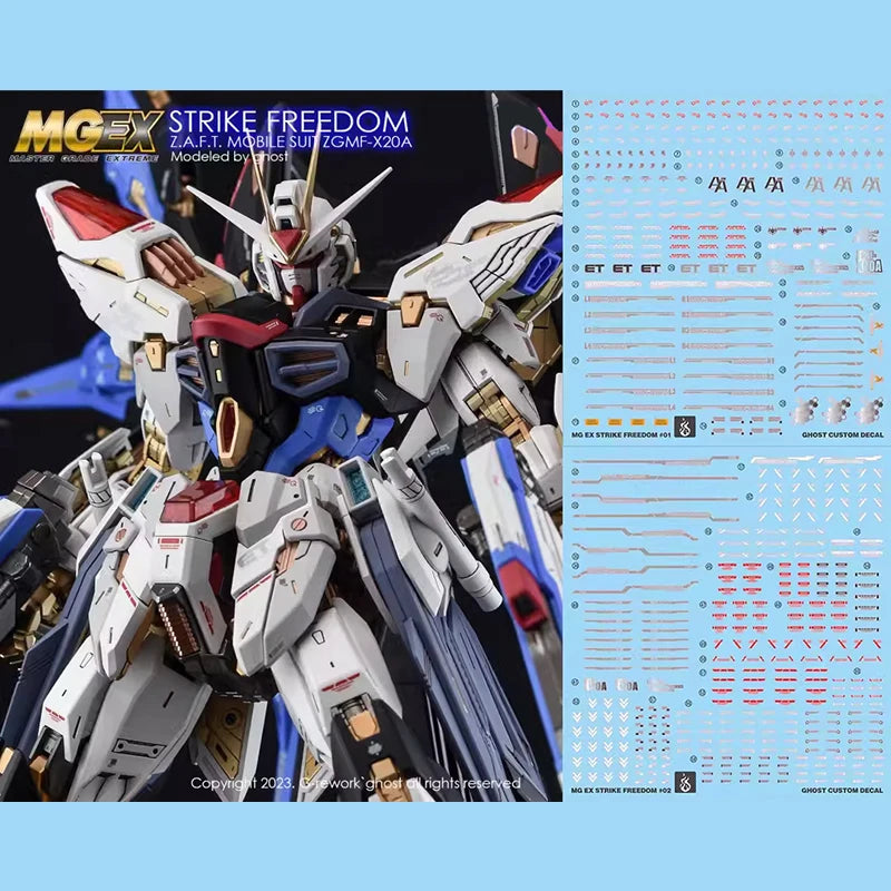 Fluorescent Water Stickers for Model Making MGEX Strike Freedom ZGMF-X20A Custom