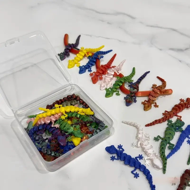 Colorful 3D Printed Movable Joint Lizards Reptile Desktop Ornaments - Set of 20