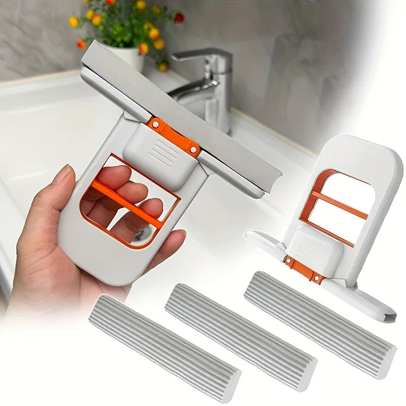 Desktop Cleaner 4-Piece Mop and Sponge Set No-Wash Foldable Handheld Space Saver
