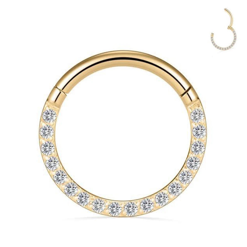 16G Stainless Steel Hoop Nose Ring Clicker Septum Piercing Jewelry