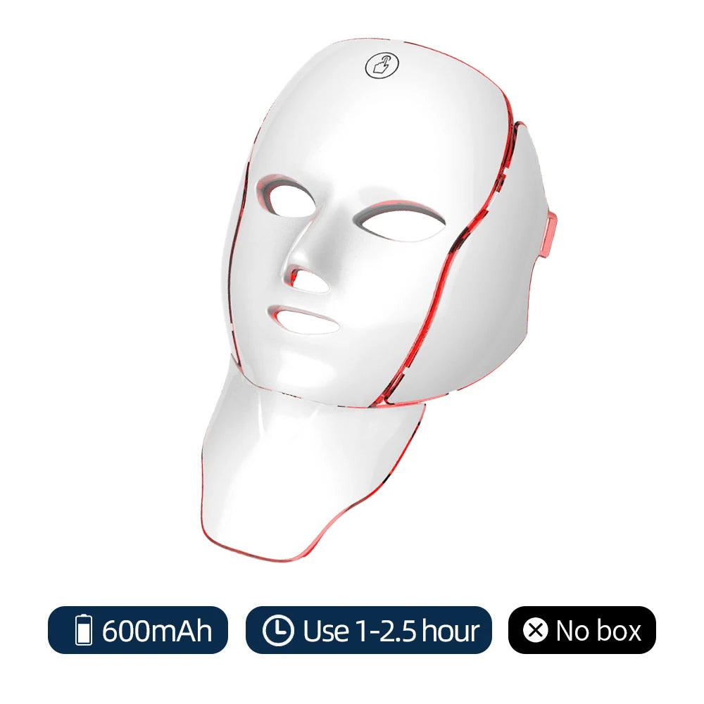 7-Color LED Facial Mask with Neck Light Therapy Beauty Device