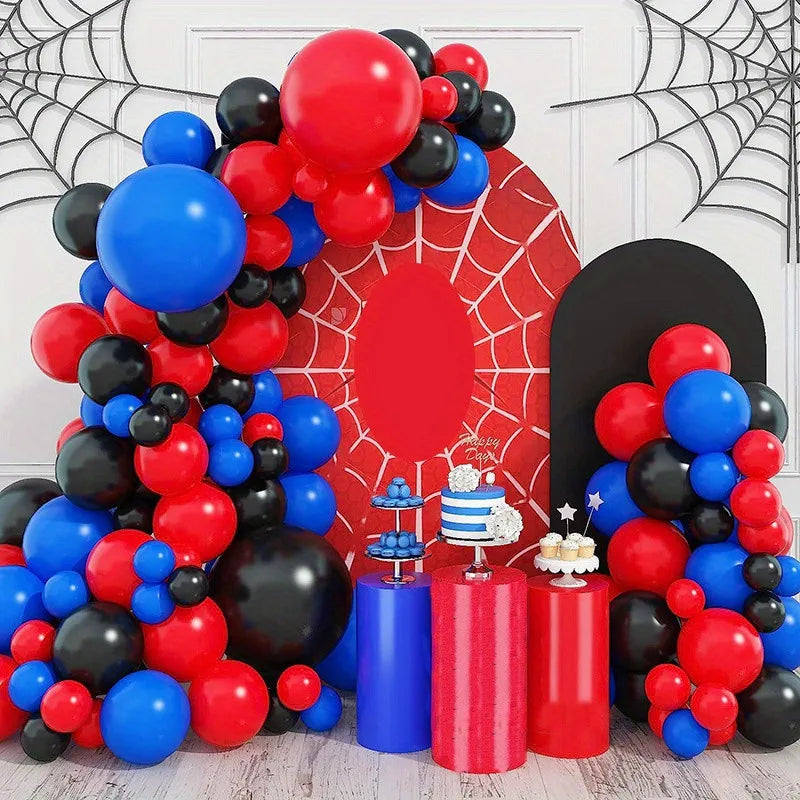95Pcs Latex Balloon Chain Set for Kids Birthday Party Decorations - Red Black Blue