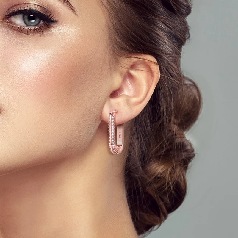 Sterling Silver Heart Hoop Earrings with Zircon CZ Infinity Love for Women