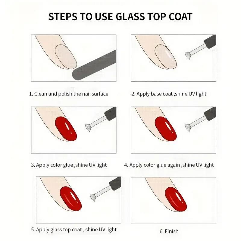 Glass Top Coat Nail Gel for Long-Lasting, Glossy Manicure Finish