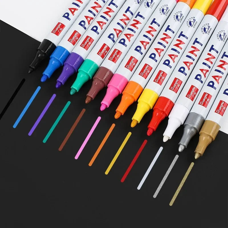 White Paint Marker Pens - Waterproof, Oily, Large Capacity, Multiple Tip Sizes