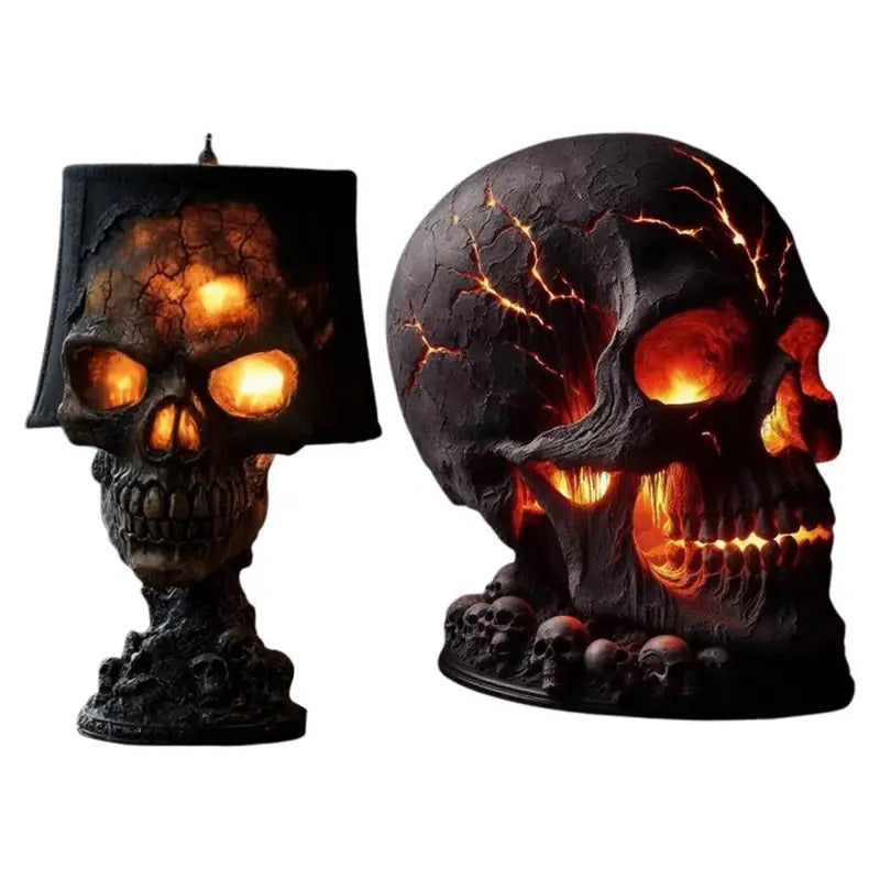 Halloween Skull Lamp with Spooky LED Light - Skull Desk Lamp for Party Decor