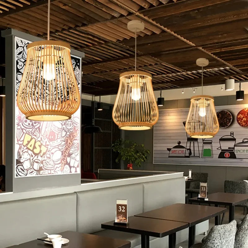 Handmade Woven Bamboo Pendant Light with E27 Socket for Home & Hospitality Decor