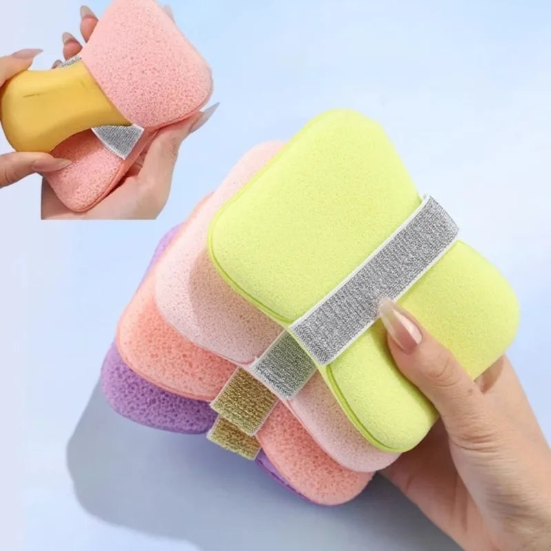 4PCS Color Sponge Soap Bag Bath Loofah Exfoliating Pouch Body Scrubber