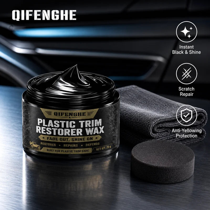 Car Plastic Trim & Bumper Restorer Wax - Scratch & Yellowing Protection