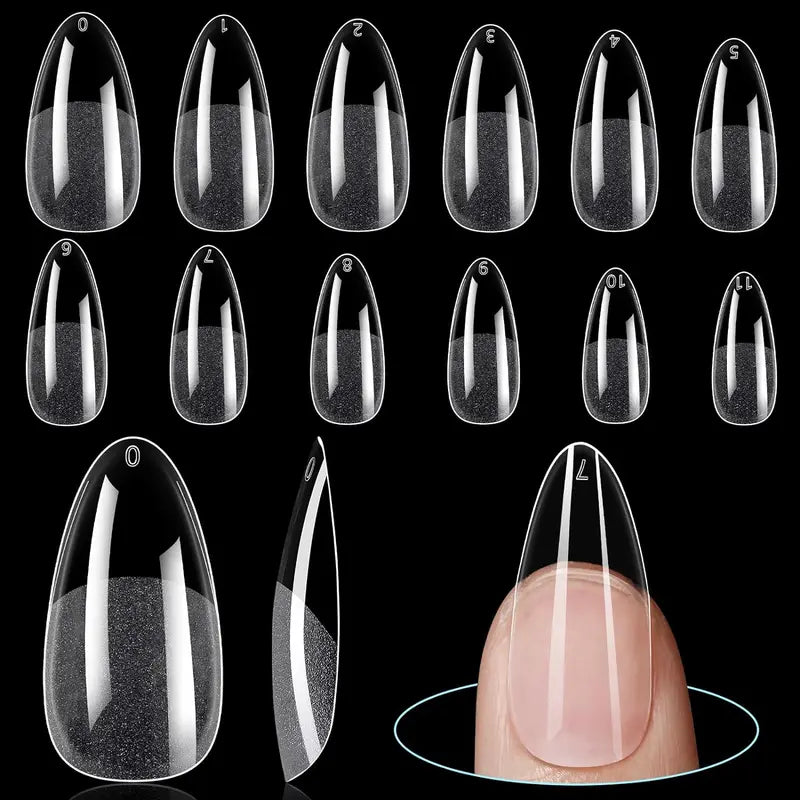 240PCS Almond False Nail Tips Set – Clear Matte DIY Nail Extensions for Home & Salon