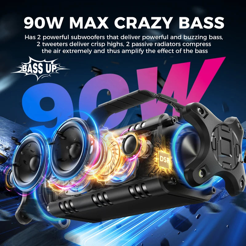 Portable Bluetooth Speaker 50W RMS Waterproof Outdoor Party Box