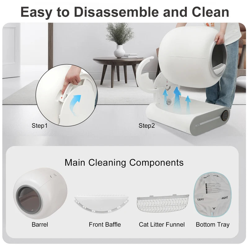 Automatic Self-Cleaning Cat Litter Box with APP Control & Large 65L Capacity