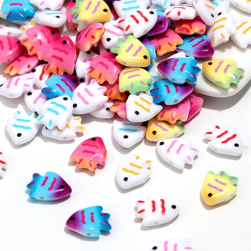 10pcs Colorful Acrylic Ocean Fish Spacer Beads for Jewelry Making & Crafts
