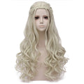 Blonde Cosplay Wig with Long Curly Braided Style for Halloween and Costume Parties