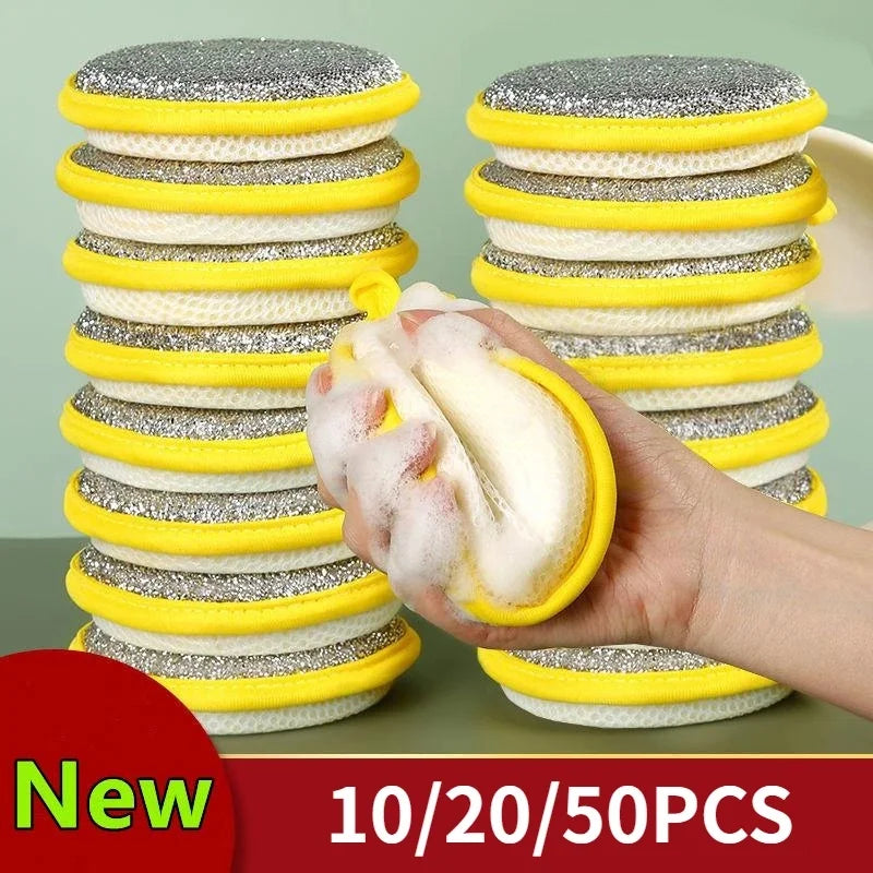 Double-Sided Kitchen Scrub Sponges - Reusable Dishwashing Pads, 10/20/50 pcs