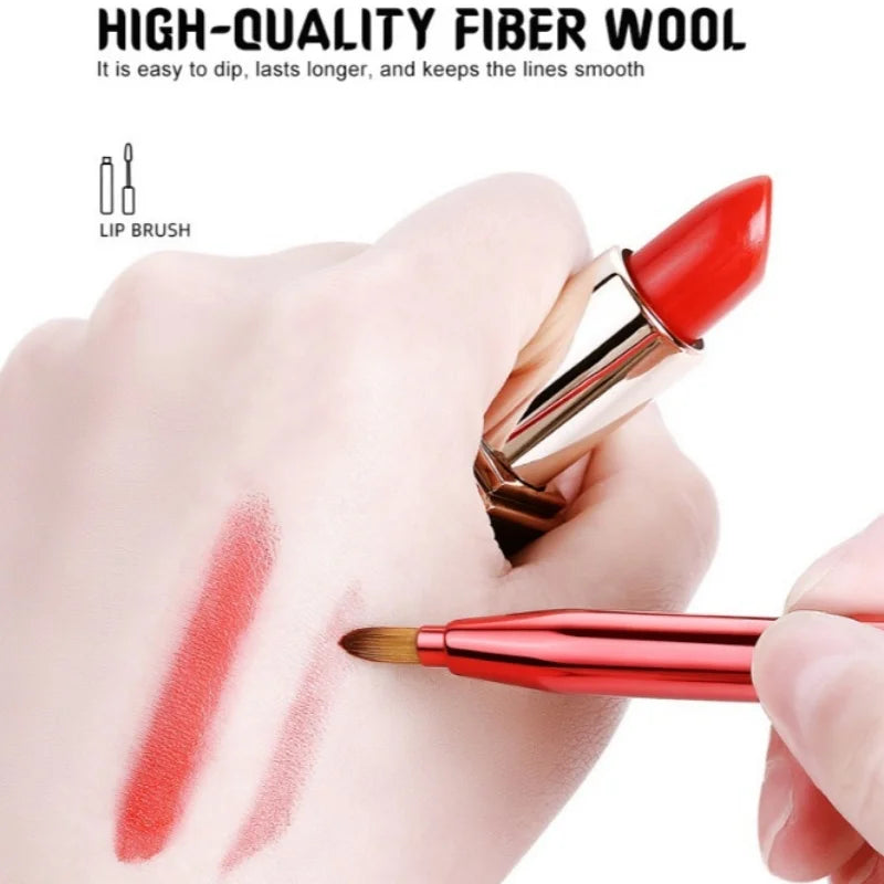 Retractable Double-Head Lipstick Brush Applicator with Cap - Makeup Tool for Women & Girls
