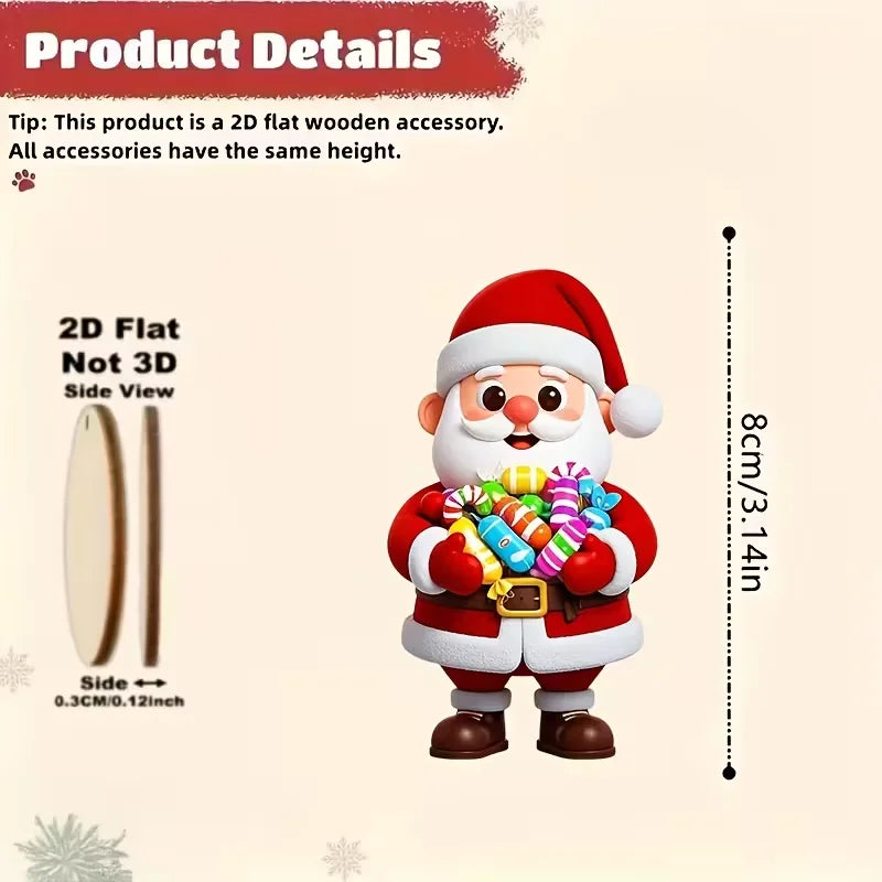 10-Piece Wooden Santa Claus and Gingerbread Man Holiday Decorations Set