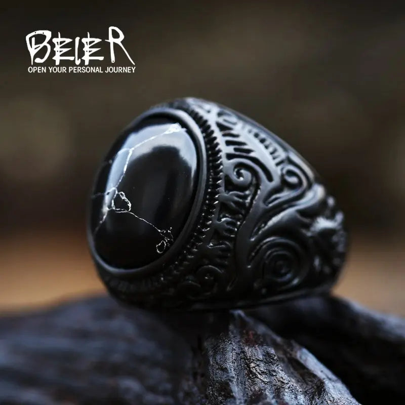 Vintage Man Boy Oval Tiger Eye Stone Ring in Stainless Steel Jewelry