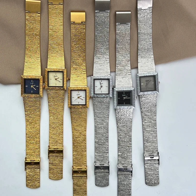 Luxury Women's Square Gold Watch - Retro Steel Strap, Quartz, Versatile Style