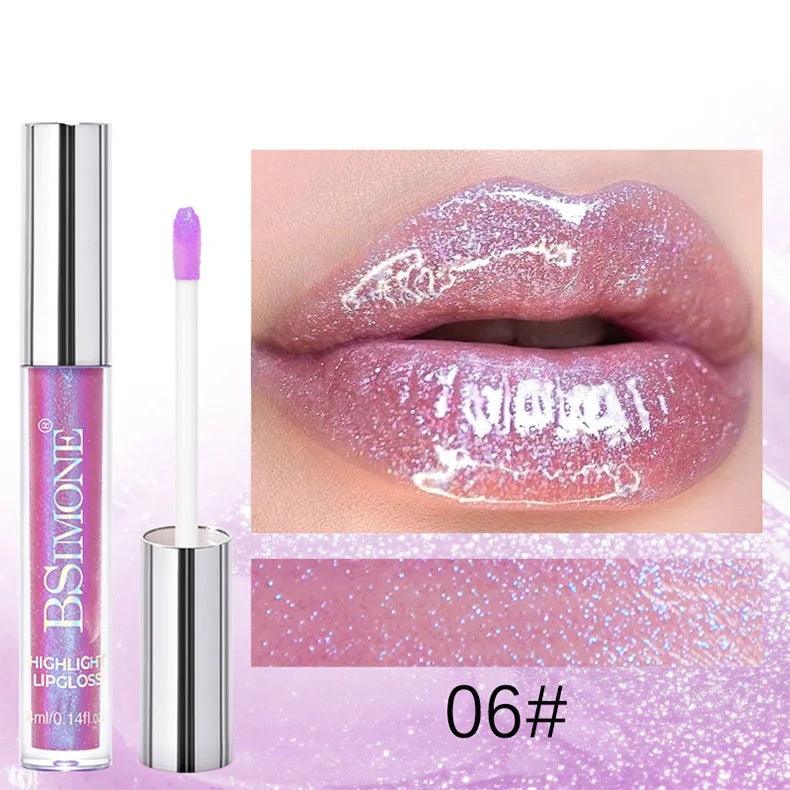 Glitter Shimmer Lip Gloss Set - Moisturizing Tinted Lipstick with Diamond Effect, 6 Colors