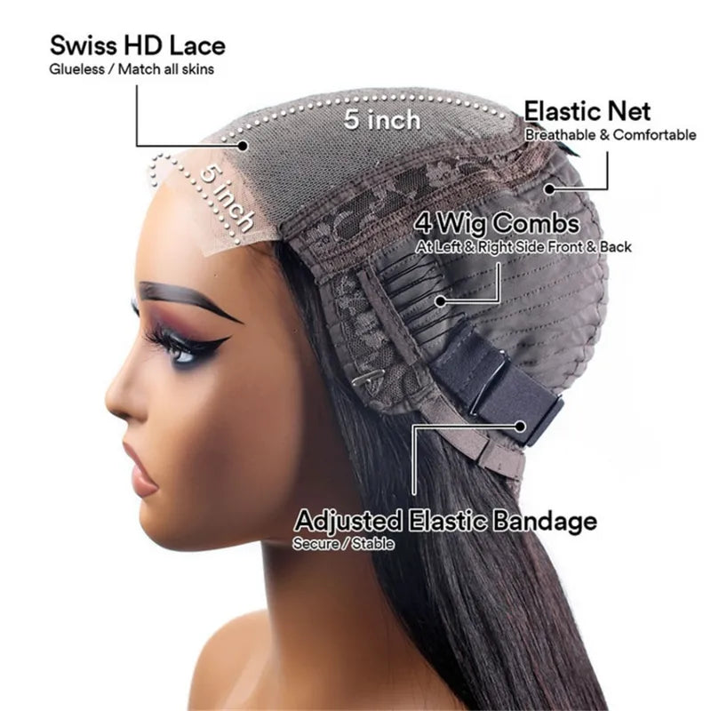 Glueless Highlight Bob Wig Human Hair with 5x5 HD Lace Closure - Deep Wave, Curly, Blonde