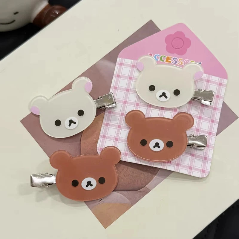 Cute Anime Bear Hair Clips for Women Girls - Korilakkuma & Rilakkuma Style Hair Accessories