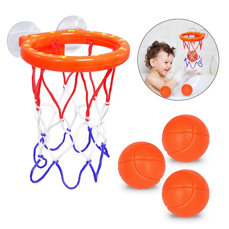 Kids Bath Basketball Playset with Suction Cup Hoop and Balls - Fun Toddler Bath Toy
