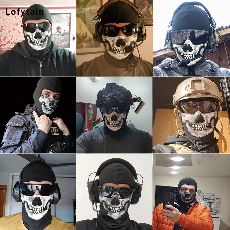 Ghost Skull Balaclava Face Mask for Cosplay & Gaming - Elastic Spandex, Mesh Eye Cover