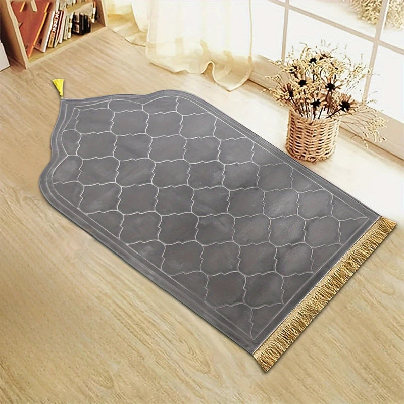 Thick Soft Prayer Mat with Tassel – Portable Embossed Cushion for Multiple Scenes